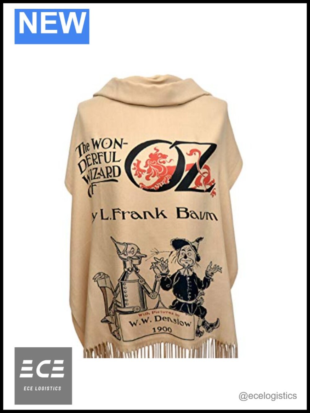 Wizard of Oz Book Page Shawl Wrap Soft Lightweight 72x26 Literary Gift